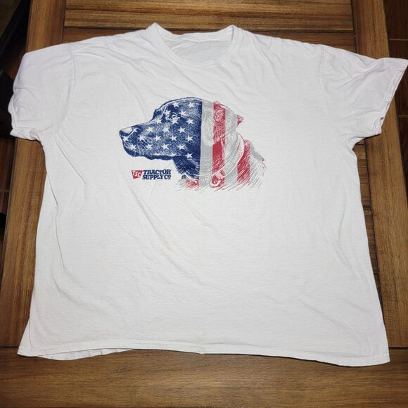 Tractor Supply Co SS White Tee Star Spangled Dog - Picture 2 of 5